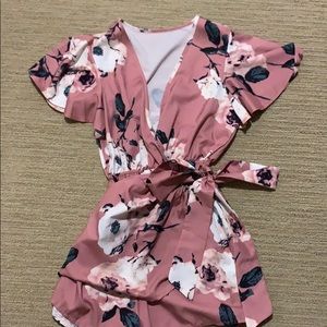 Pink flower romper